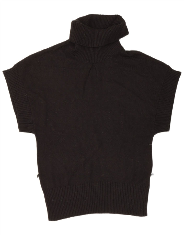 Oasis Womens Short Sleeve Roll Neck Jumper Sweater UK 12 Medium Black