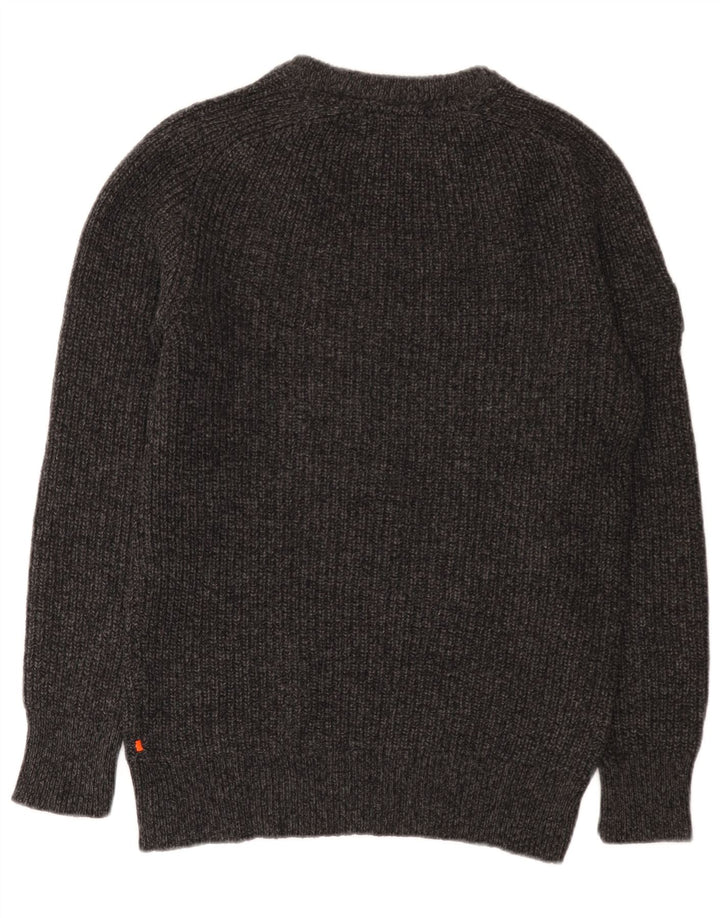 Superdry Mens Boat Neck Jumper Sweater Large Grey Wool