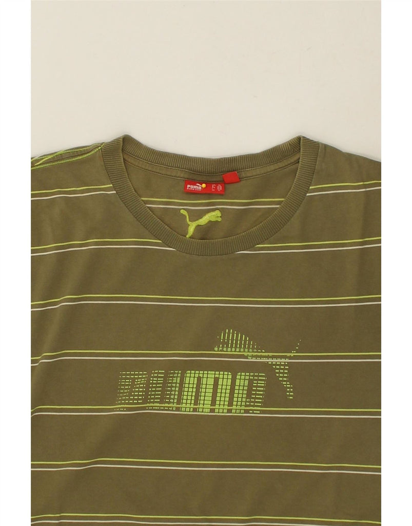 PUMA Mens Graphic T-Shirt Top XL Green Striped Cotton Vintage Puma and Second-Hand Puma from Messina Hembry 