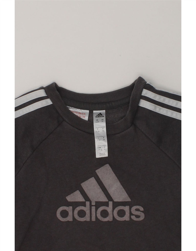 ADIDAS Boys Graphic Sweatshirt Jumper 2-3 Years Grey Cotton | Vintage Adidas | Thrift | Second-Hand Adidas | Used Clothing | Messina Hembry 