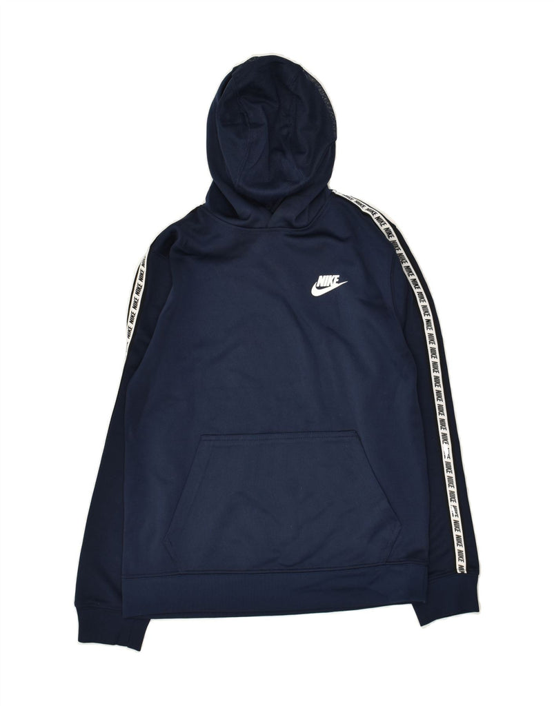 NIKE Boys Graphic Hoodie Jumper 10-11 Years Medium  Navy Blue Polyester | Vintage Nike | Thrift | Second-Hand Nike | Used Clothing | Messina Hembry 