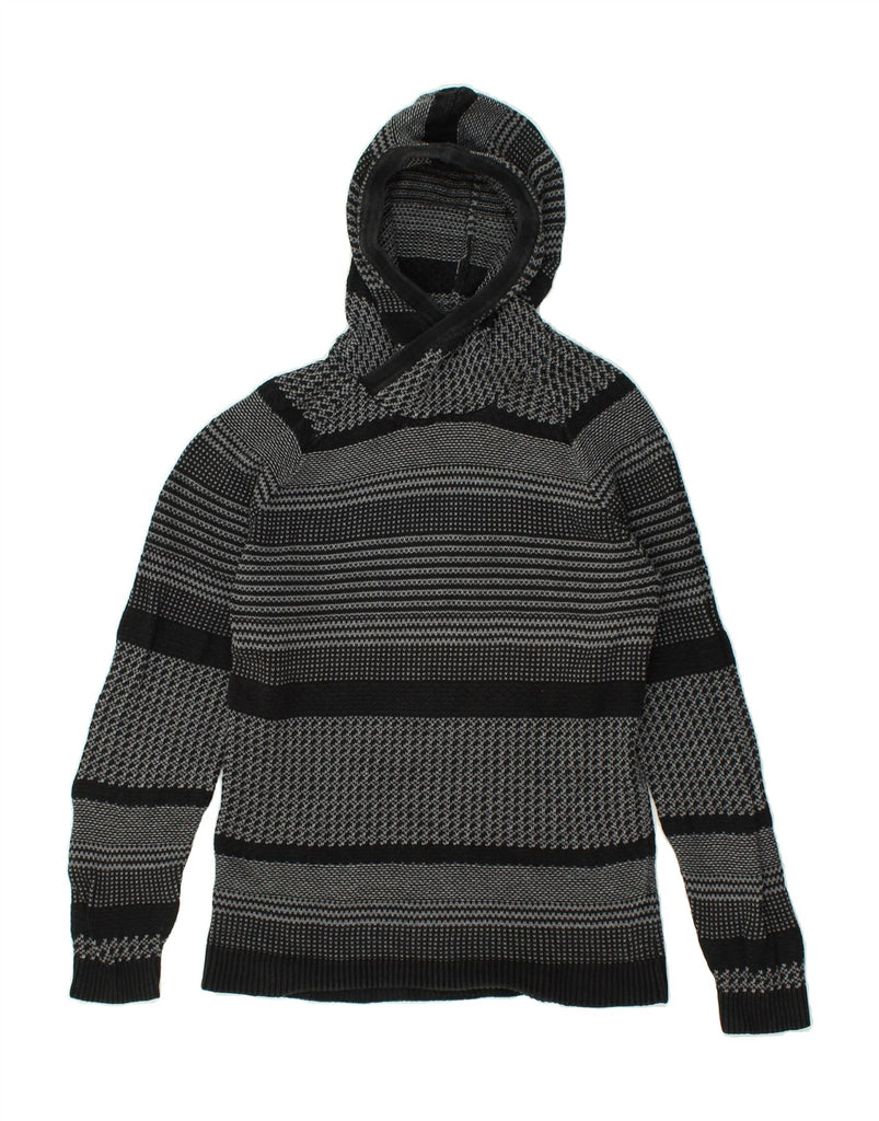 JACK & JONES Mens Hooded Jumper Sweater Small Grey Striped Cotton | Vintage Jack & Jones | Thrift | Second-Hand Jack & Jones | Used Clothing | Messina Hembry 