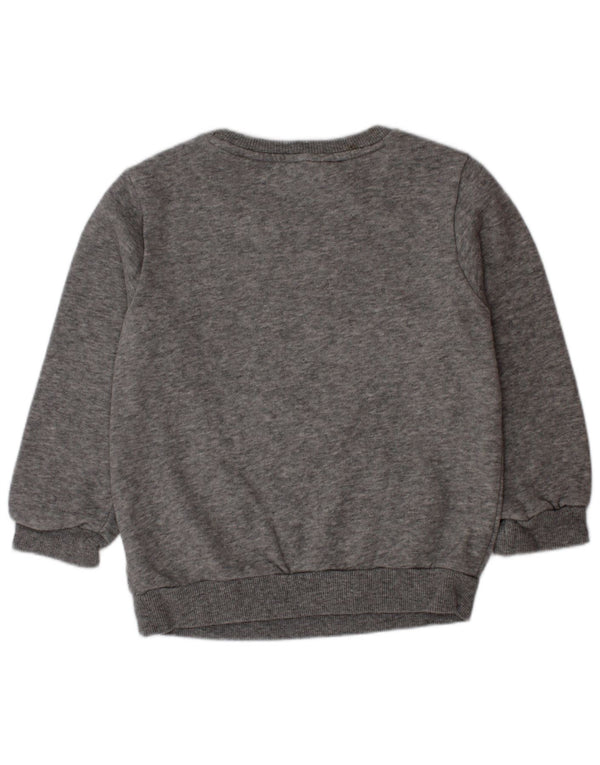 Adidas Boys Graphic Sweatshirt Jumper 3-4 Years Grey Flecked Cotton