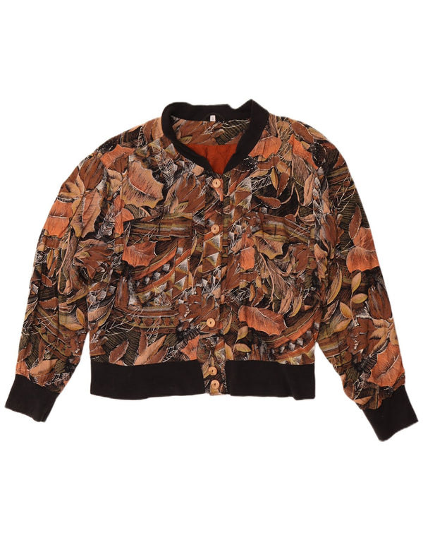 Vintage Womens Bomber Jacket EU 40 Medium Brown Floral