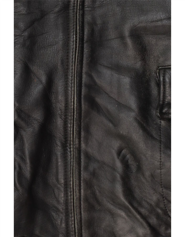 Brooksfield Mens Leather Jacket UK 40 Large Black Leather Classic