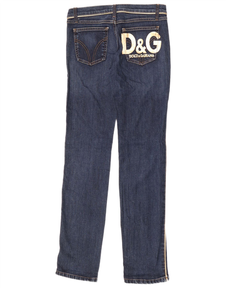 Dolce & Gabbana Womens Graphic Slim Jeans IT 42 Medium W28 L34 Navy Blue