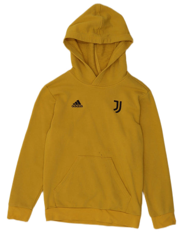 Adidas Boys Juventus Graphic Hoodie Jumper 11-12 Years Yellow Cotton
