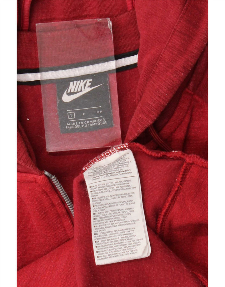 Nike Mens Zip Hoodie Sweater Small Red Flecked Cotton
