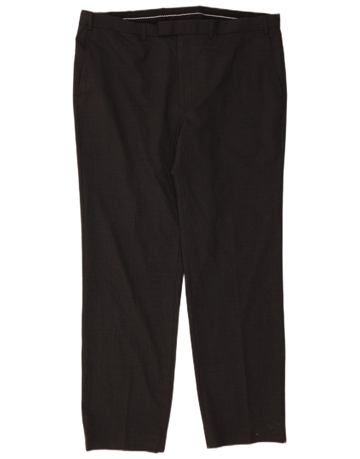 Marks & Spencer Mens Regular Fit Suit Trousers W42 L33 Grey Wool