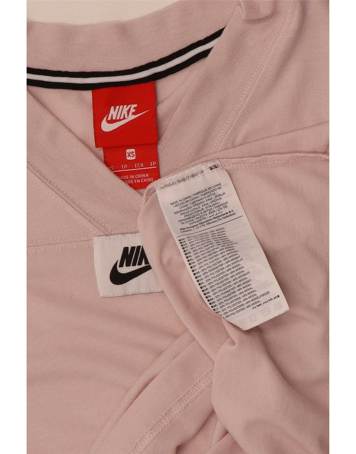 Nike Womens Crop T-Shirt Top UK 6 XS Pink Polyester