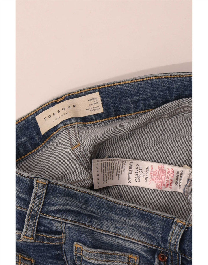 Topshop Womens Jamie Flared Jeans W28 L30 Blue Cotton