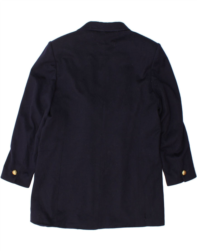 JAEGER Womens Double Breasted Coat UK 14 Medium Navy Blue Wool Vintage Jaeger and Second-Hand Jaeger from Messina Hembry 