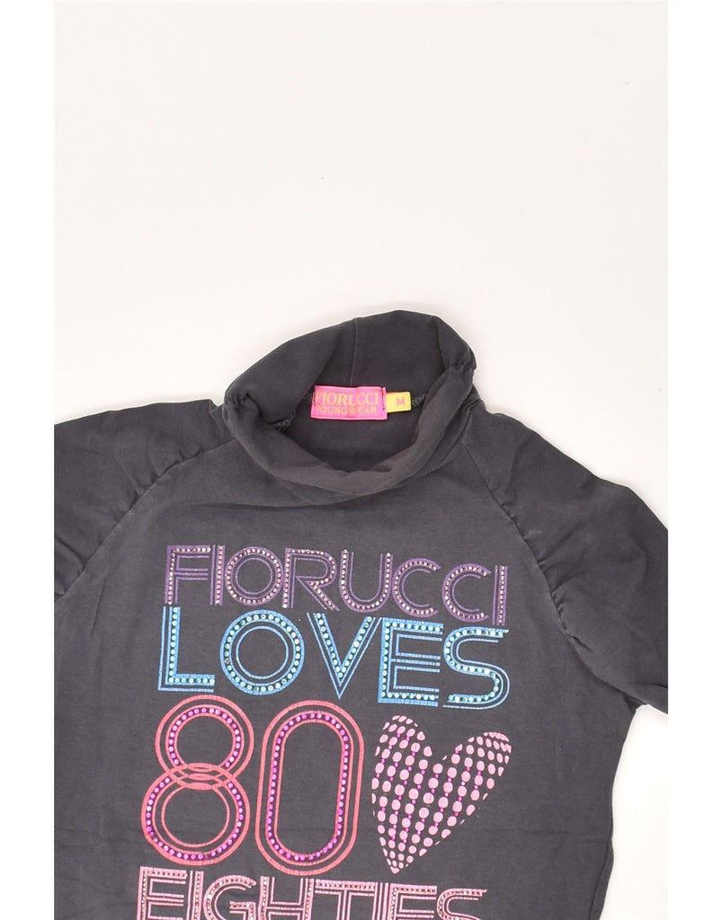 FIORUCCI Girls Graphic Sweatshirt Jumper 7-8 Years Medium Grey Cotton | Vintage Fiorucci | Thrift | Second-Hand Fiorucci | Used Clothing | Messina Hembry 