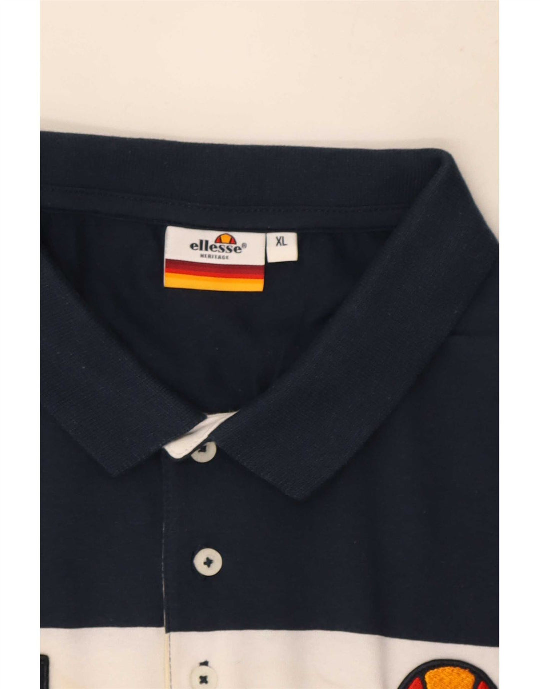 Ellesse Mens Heritage Polo Shirt XL Navy Blue Striped