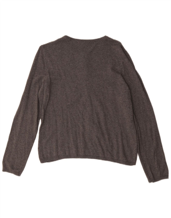 Laura Ashley Womens Cardigan Sweater UK 14 Medium Grey Cotton