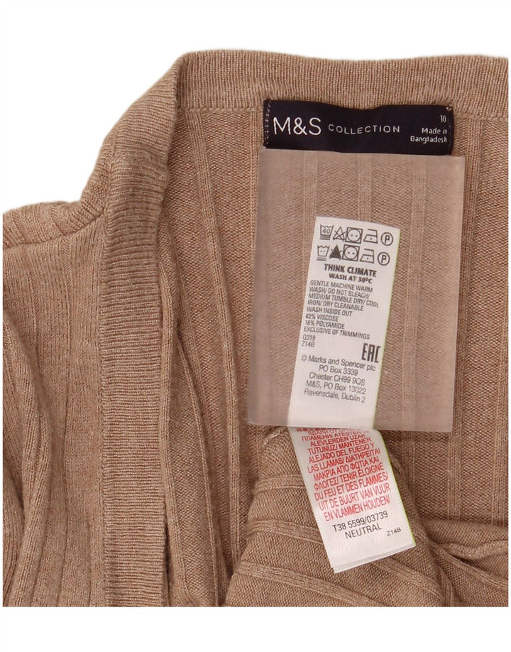 Marks & Spencer Womens Longline Open Cardigan Sweater UK 10 Small Beige