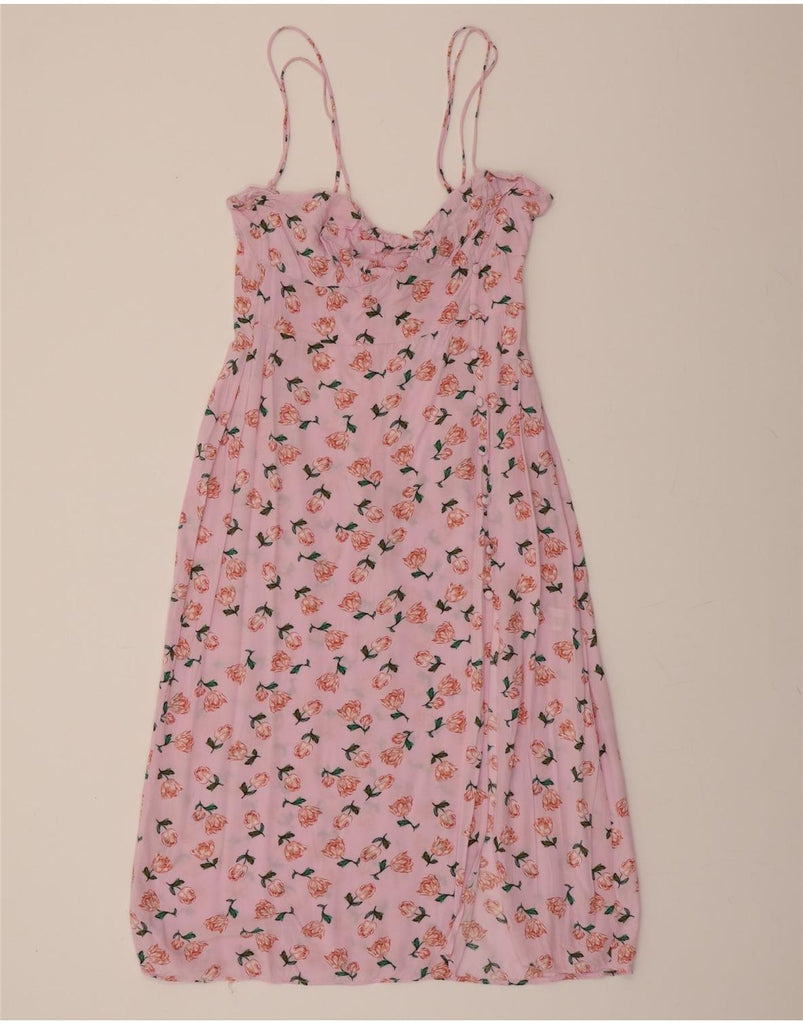 ZARA Womens Slip Dress UK 14 Large Pink Floral Vintage Zara and Second-Hand Zara from Messina Hembry 