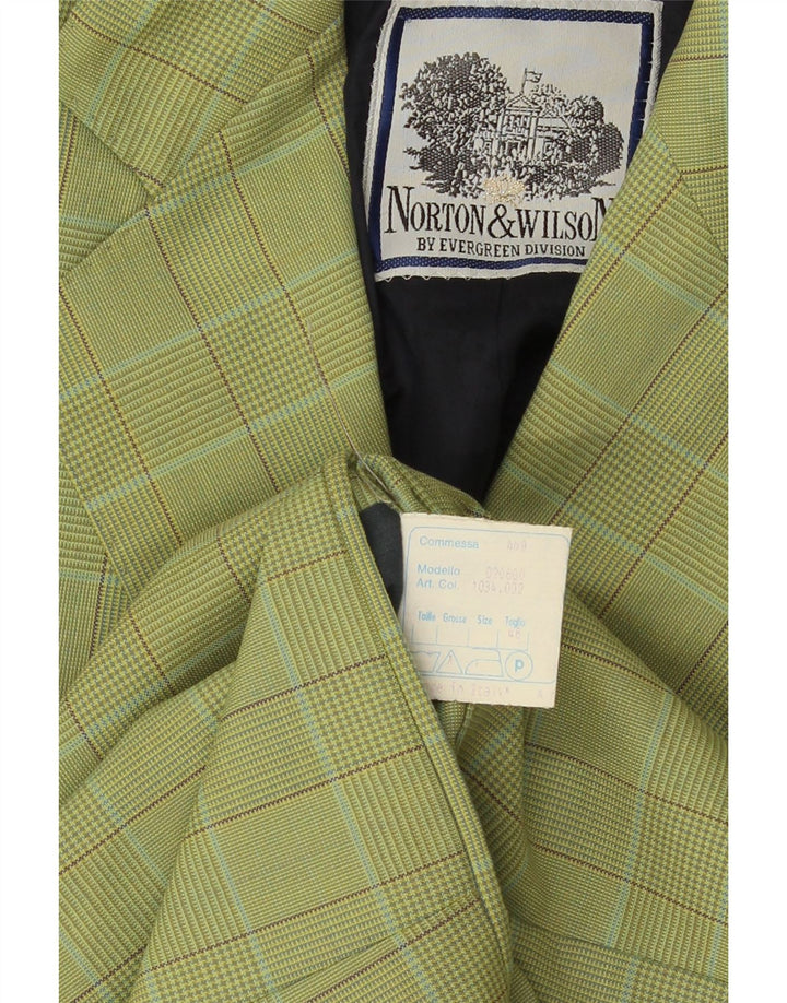 Norton & Wilson Womens 2 Button Blazer Jacket IT 46 Large Green Check