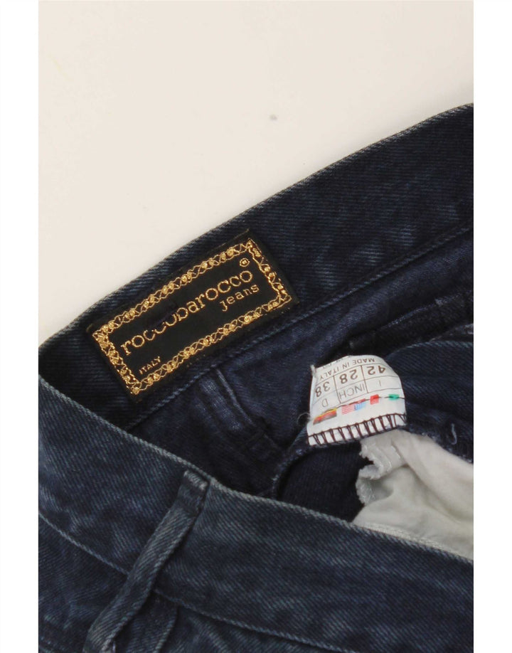 Roccobarocco Womens Crop Straight Jeans IT 42 Medium W28 L25 Navy Blue