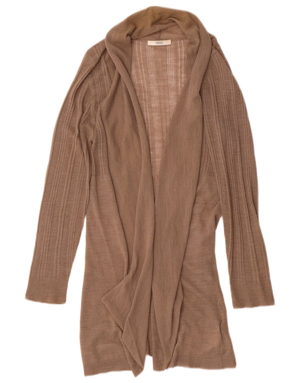 Marks & Spencer Womens Longline Open Cardigan Sweater UK 14 Medium Brown