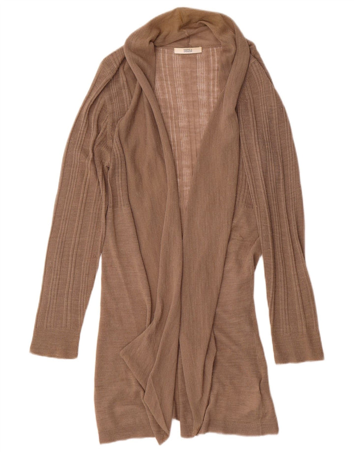 Marks & Spencer Womens Longline Open Cardigan Sweater UK 14 Medium Brown