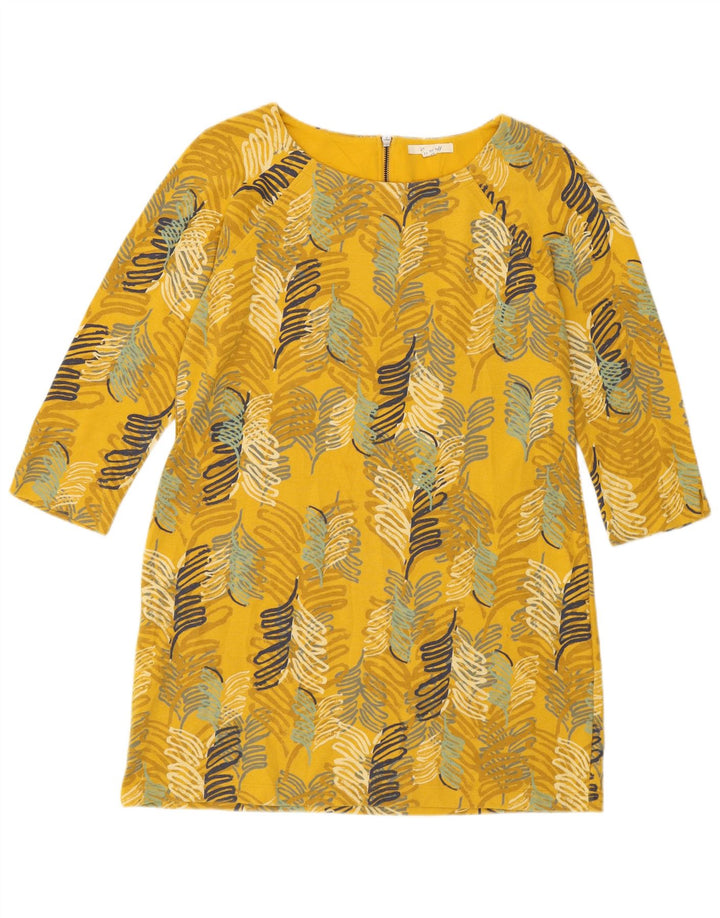 White Stuff Womens 3/4 Sleeve Shift Dress UK 14 Medium Yellow Floral