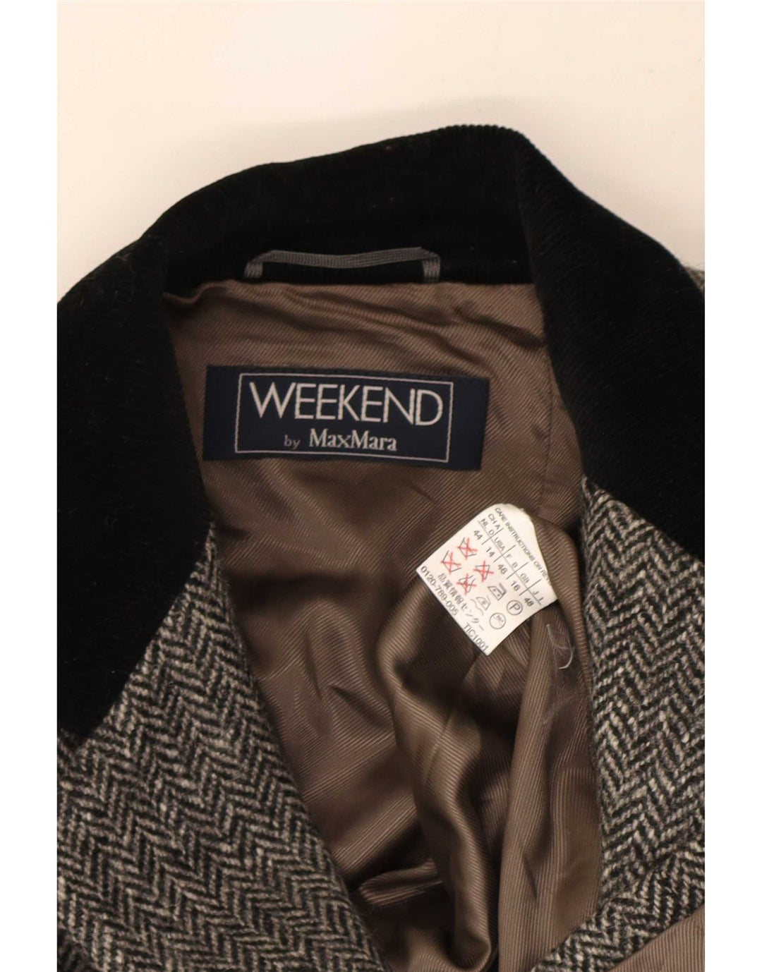 Max Mara Womens Weekend 3 Button Blazer Jacket UK 16 Large Grey Herringbone