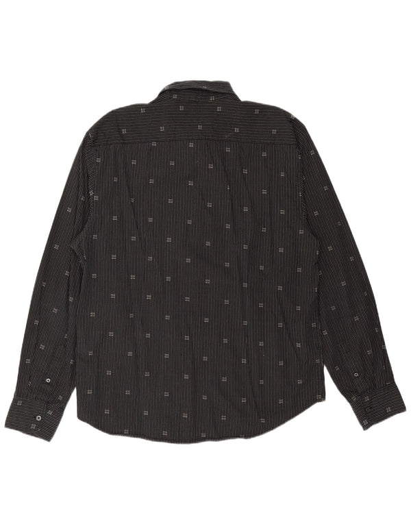 TOM TAILOR Mens Shirt XL Black Pinstripe Cotton