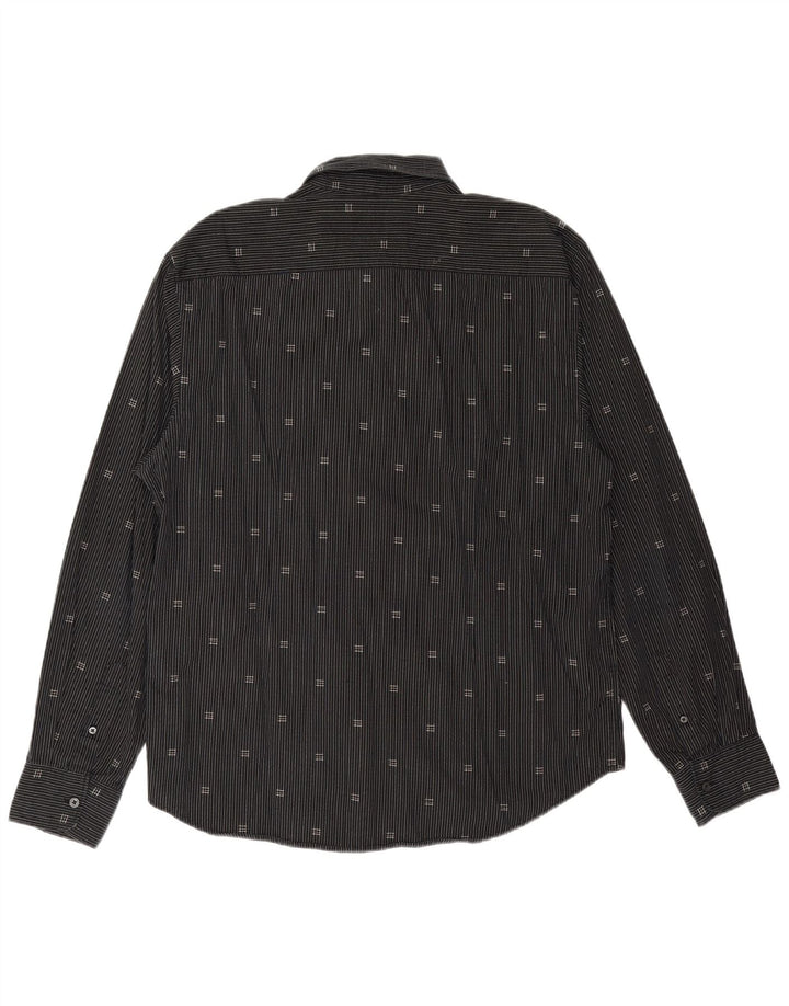 TOM TAILOR Mens Shirt XL Black Pinstripe Cotton