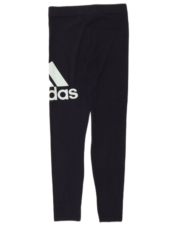 Adidas Girls Graphic Leggings 14-15 Years Navy Blue Cotton
