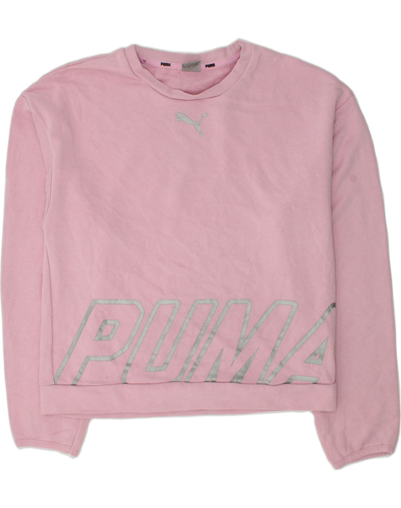 PUMA Girls Graphic Sweatshirt Jumper 15-16 Years Pink Cotton | Vintage Puma | Thrift | Second-Hand Puma | Used Clothing | Messina Hembry 