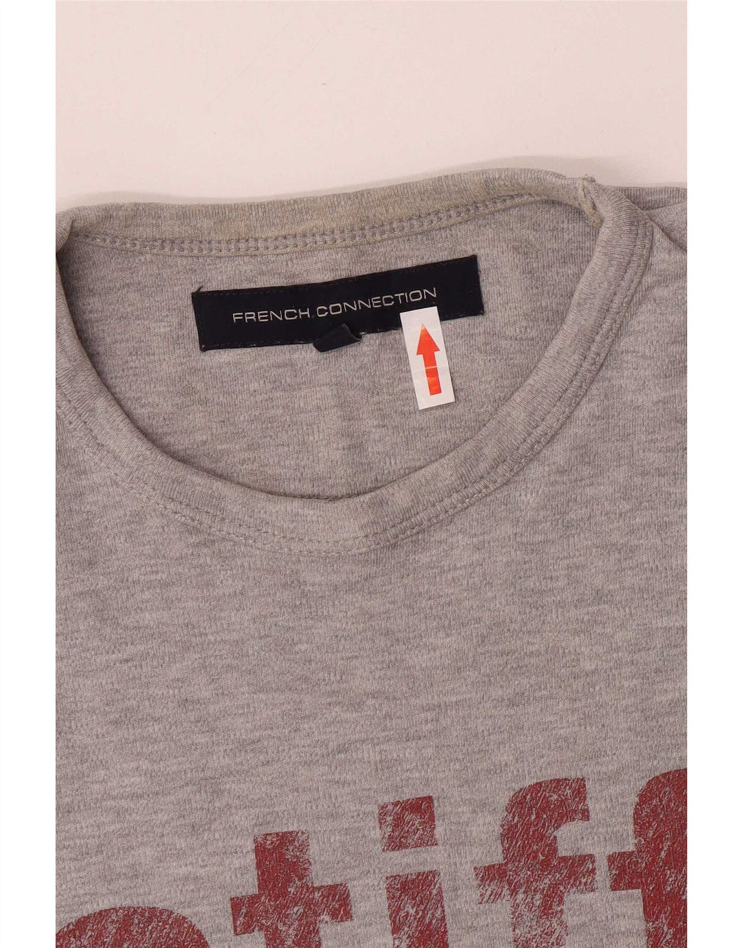 French Connection Mens Graphic T-Shirt Top Medium Grey Cotton