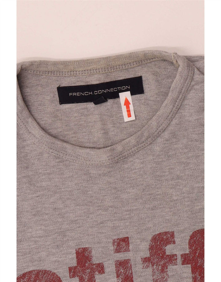 French Connection Mens Graphic T-Shirt Top Medium Grey Cotton
