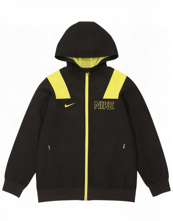 Nike Boys Graphic Tracksuit Top Jacket 12-13 Years Large Black Colourblock