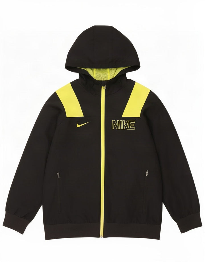 Nike Boys Graphic Tracksuit Top Jacket 12-13 Years Large Black Colourblock