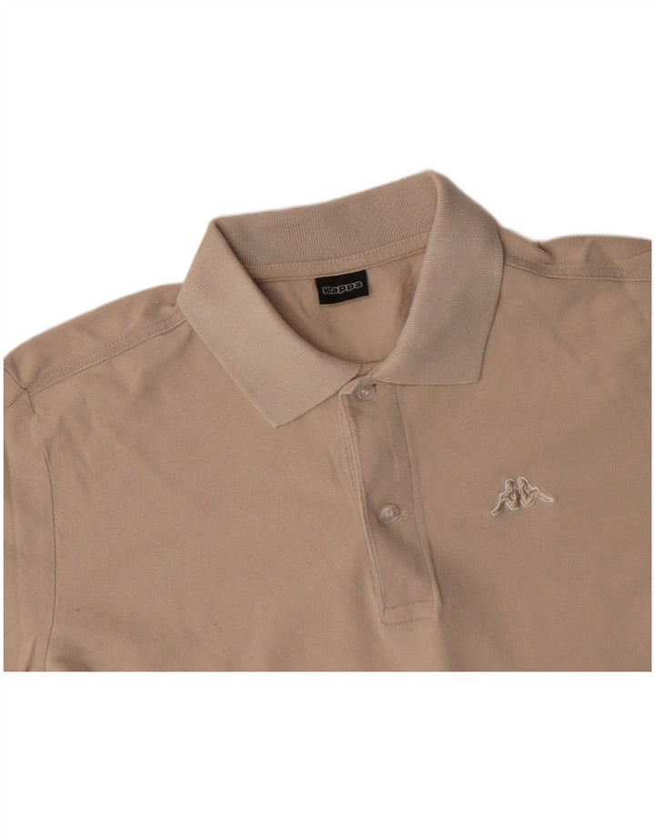 KAPPA Mens Long Sleeve Polo Shirt Small Beige Cotton