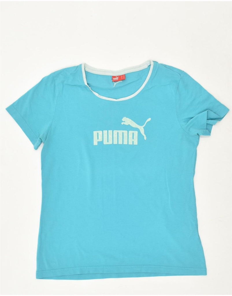 PUMA Womens Graphic T-Shirt Top UK 16 Large Blue Cotton | Vintage Puma | Thrift | Second-Hand Puma | Used Clothing | Messina Hembry 