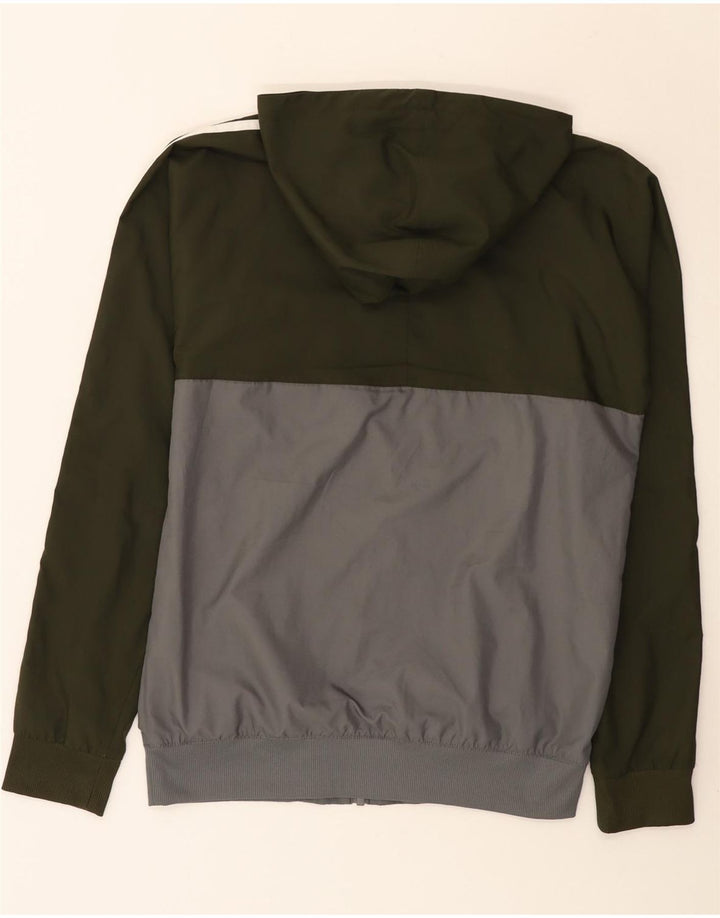 Adidas Mens Hooded Tracksuit Top Jacket Small Grey Colourblock Polyester