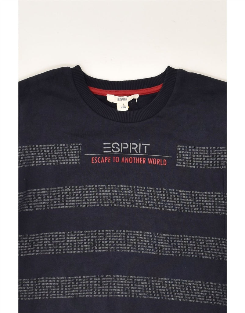 ESPRIT Boys Graphic Crew Neck Jumper Sweater 9-10 Years Small Navy Blue | Vintage Esprit | Thrift | Second-Hand Esprit | Used Clothing | Messina Hembry 