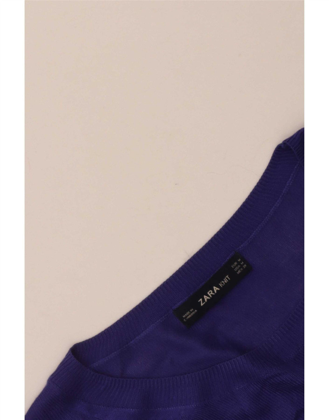 Zara Womens Crop Oversized Crew Neck Jumper Sweater UK 14 Medium Purple