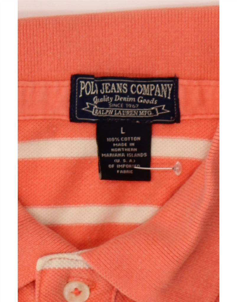RALPH LAUREN Mens Polo Shirt Large Orange Striped Cotton Vintage Ralph Lauren and Second-Hand Ralph Lauren from Messina Hembry 