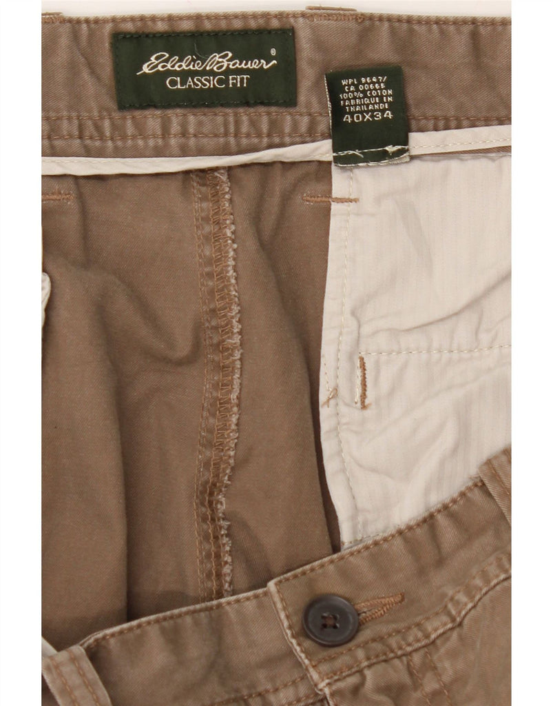 EDDIE BAUER Mens Classic Fit Straight Chino Trousers W40 L34 Brown Cotton Vintage Eddie Bauer and Second-Hand Eddie Bauer from Messina Hembry 