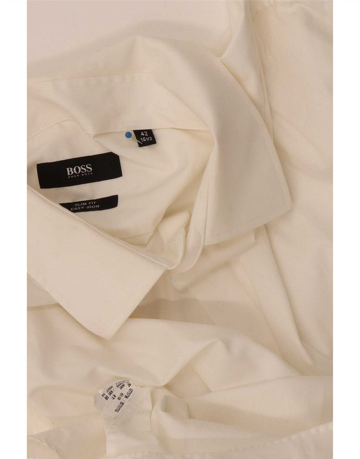 Hugo Boss Mens Slim Fit Shirt Size 42 16 1/2 Large White