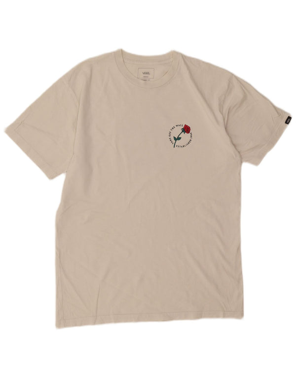 Vans Mens Classic Fit Graphic T-Shirt Top Medium White Cotton