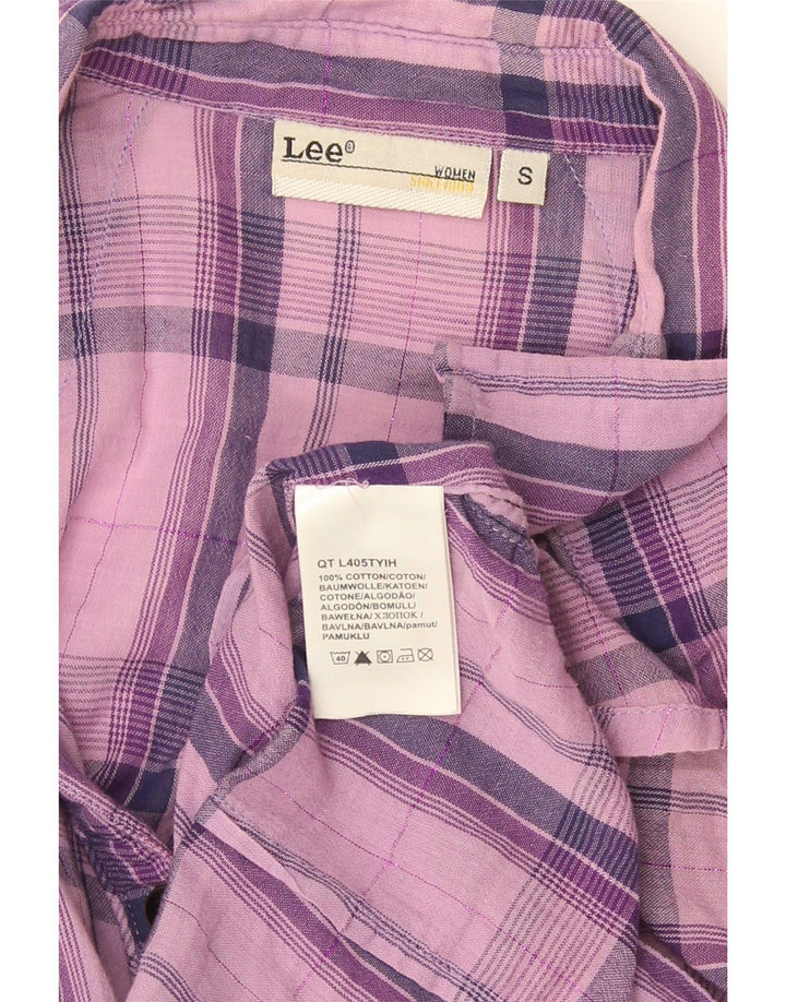 Lee Womens Shirt UK 10 Small Purple Plaid Cotton