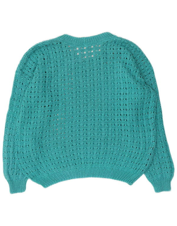 Vintage Womens Crew Neck Jumper Sweater UK 16 Large Turquoise