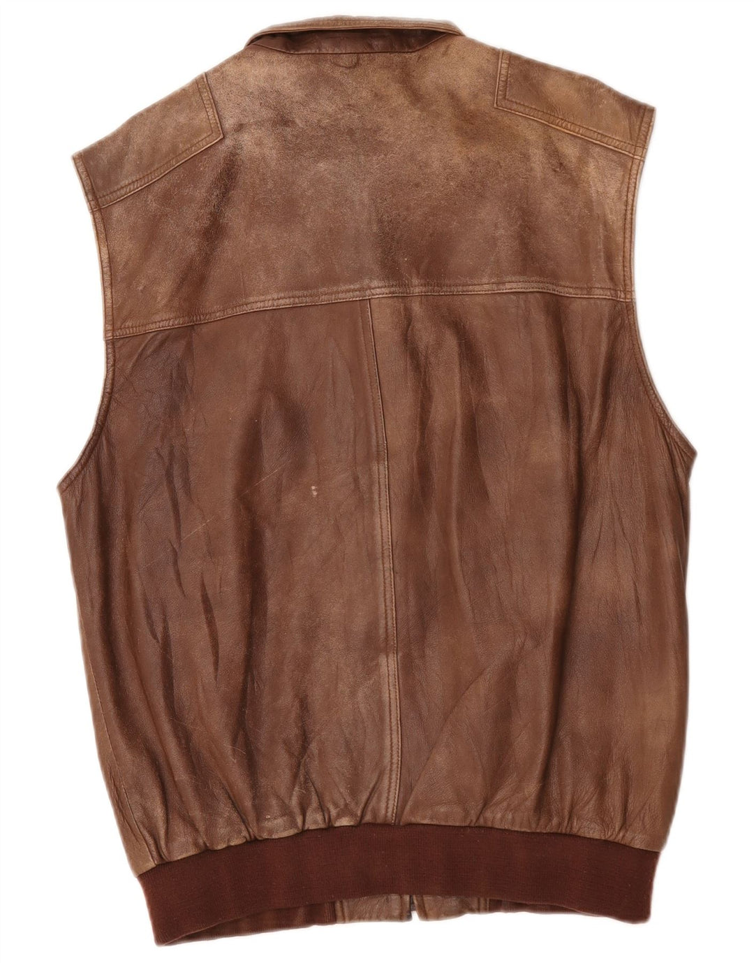 Exquisit Mens Leather Utility Gilet IT 52 XL Brown