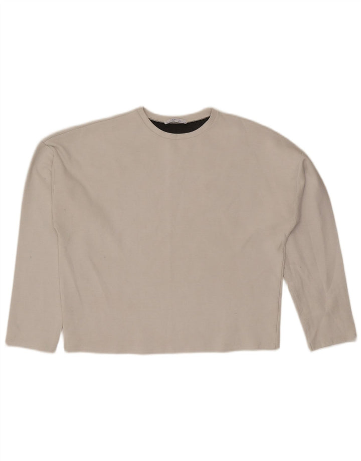 Zara Womens Oversized Top Long Sleeve UK 10 Small Grey
