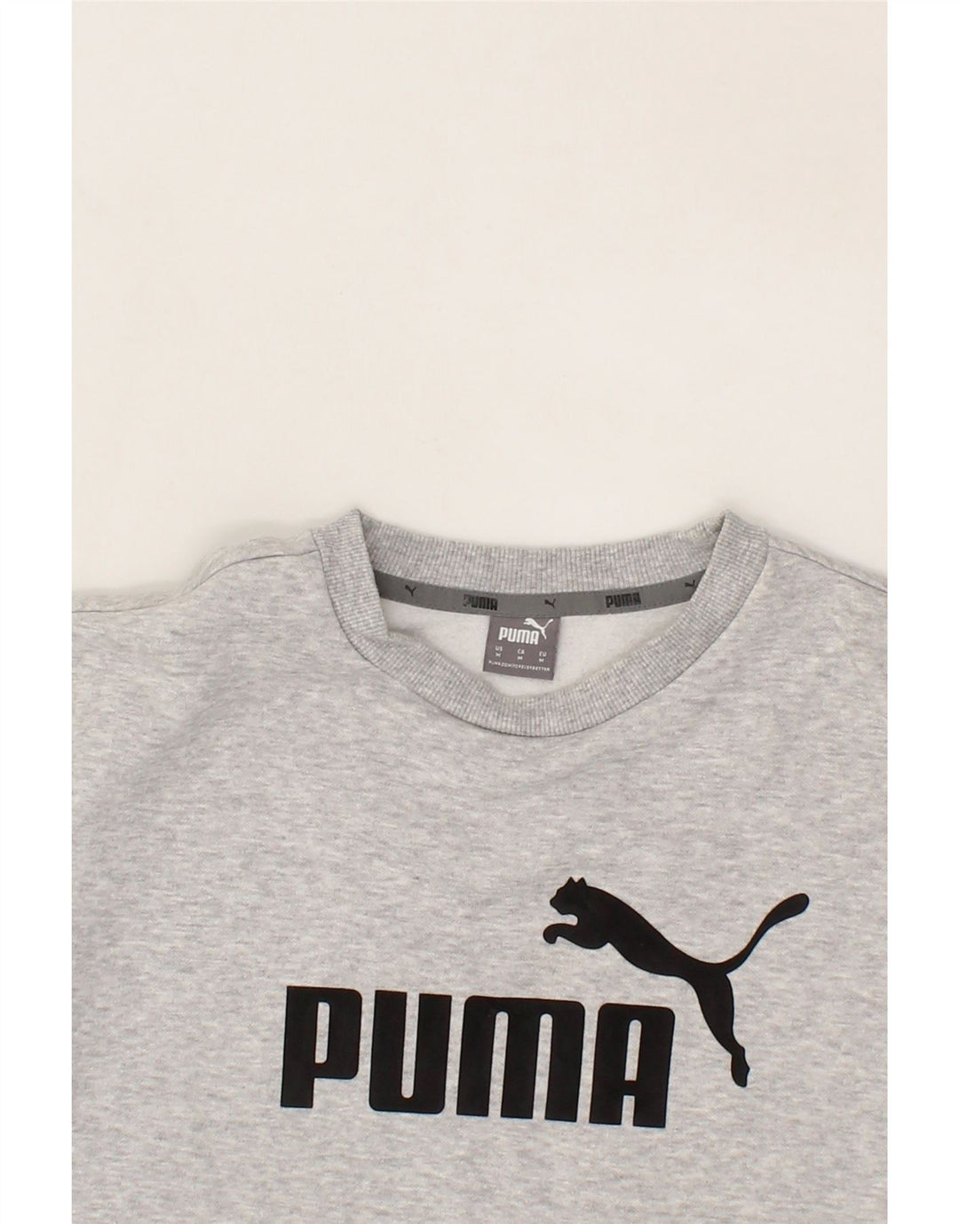 PUMA Womens Graphic Sweatshirt Jumper UK 14 Medium Grey Cotton Vintage Puma and Second-Hand Puma from Messina Hembry 