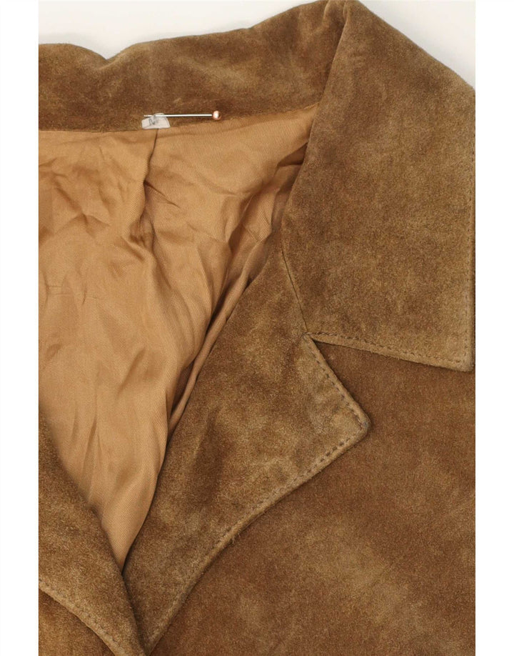 Vintage Womens Loose Fit Suede Jacket UK 14 Medium Brown
